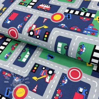 Bavlnená látka Cars on the road design B