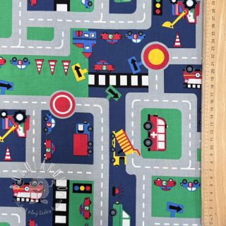 Bavlnená látka Cars on the road design B