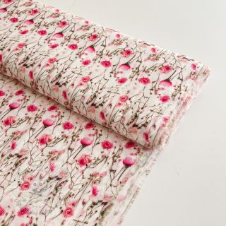 Viskóza RAYON POPLIN Pink flowers design A digital print