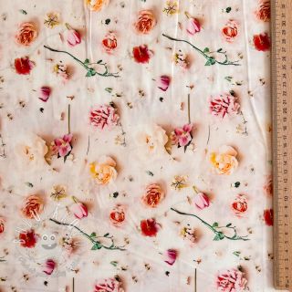 Viskóza RAYON POPLIN Pink flowers design E digital print