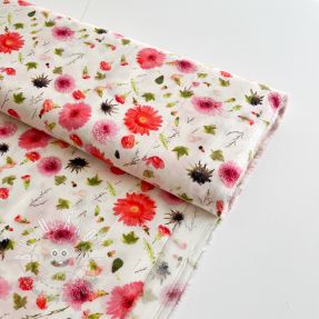 Viskóza RAYON POPLIN Pink flowers design C digital print
