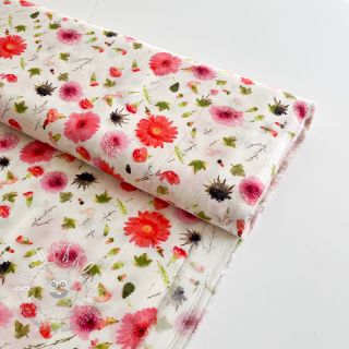 Viskóza RAYON POPLIN Pink flowers design C digital print