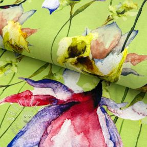 Úplet VISCOSE LYCRA HEAVY Mixed flowers green digital print