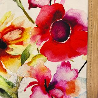 Úplet VISCOSE LYCRA HEAVY Watercolour bright and big design A digital print