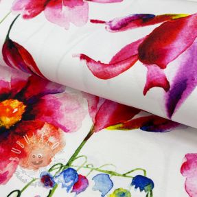 Úplet VISCOSE LYCRA HEAVY Watercolor flowers design D digital print