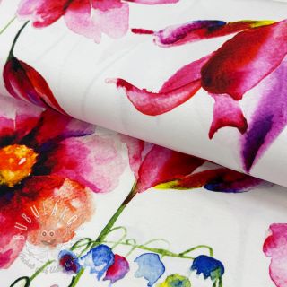 Úplet VISCOSE LYCRA HEAVY Watercolor flowers design D digital print