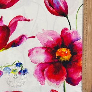 Úplet VISCOSE LYCRA HEAVY Watercolor flowers design D digital print