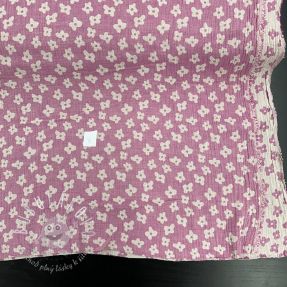 Dvojitá gázovina/mušelín JACQUARD Flowers cerise II.trieda