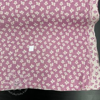 Dvojitá gázovina/mušelín JACQUARD Flowers cerise II.trieda