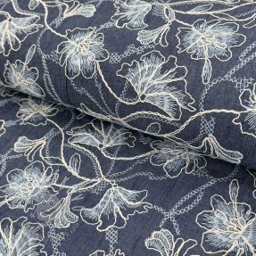 Bavlnená látka JEANS EMBROIDERY Lisa design A