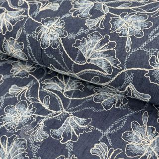 Bavlnená látka JEANS EMBROIDERY Lisa design A