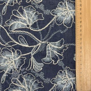Bavlnená látka JEANS EMBROIDERY Lisa design A