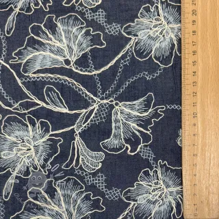 Bavlnená látka JEANS EMBROIDERY Lisa design A