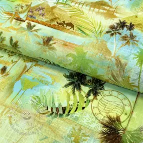 Viskóza s ľanom Egypt design A digital print