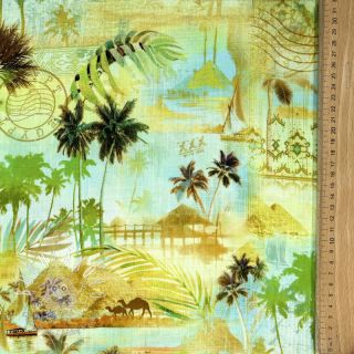 Viskóza s ľanom Egypt design A digital print