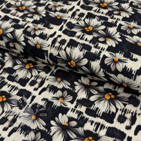 Viskóza s ľanom Daisy design A digital print