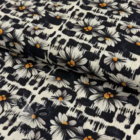 Viskóza s ľanom Daisy design A digital print