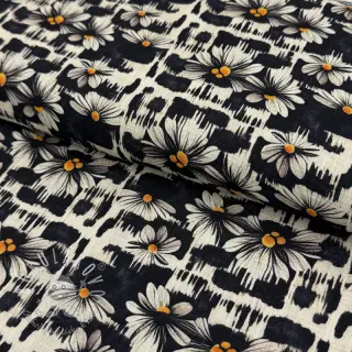 Viskóza s ľanom Daisy design A digital print