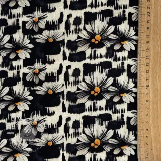 Viskóza s ľanom Daisy design A digital print