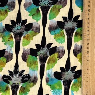 Viskóza s ľanom Artificial flower design A digital print