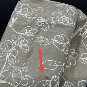 Dvojitá gázovina/mušelín EMBROIDERY Climbing flowers beige II.trieda