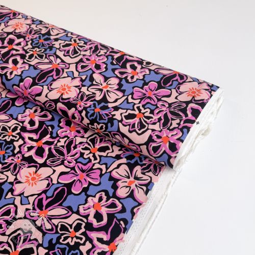 Viskóza STRETCH Flowers Junie black