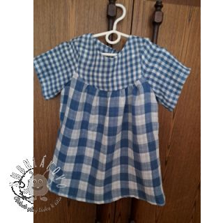 Dvojitá gázovina/mušelín Double sided CHECKS MINI indigo