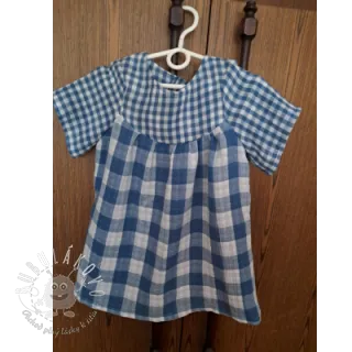 Dvojitá gázovina/mušelín Double sided CHECKS MINI indigo