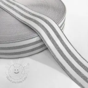 Guma hladká 4 cm LUREX SILVER off white