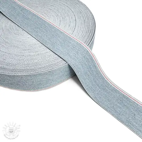 E-shop Guma hladká 4 cm JEANS WHITE STRIPE light blue
