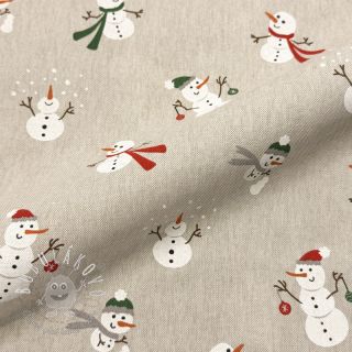 Dekoračná látka Linenlook premium Xmas Happy Snowman