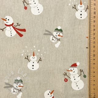 Dekoračná látka Linenlook premium Xmas Happy Snowman