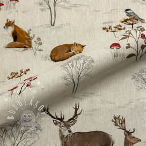 Dekoračná látka Linenlook Winter Forest Animals digital print