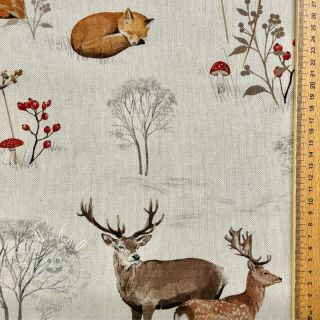 Dekoračná látka Linenlook Winter Forest Animals digital print