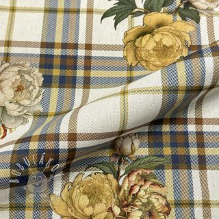 Dekoračná látka Linenlook Classic Peony Check digital print