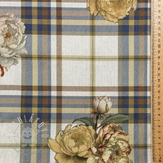 Dekoračná látka Linenlook Classic Peony Check digital print