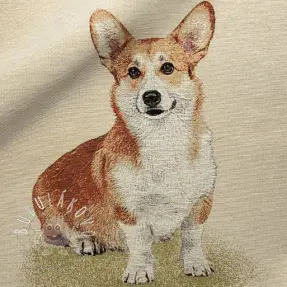 Dekoračná látka GOBELIN PREMIUM Sitting Corgi Dog PANEL
