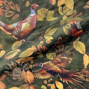 Dekoračná látka VELVET Pheasant Forest Leaf