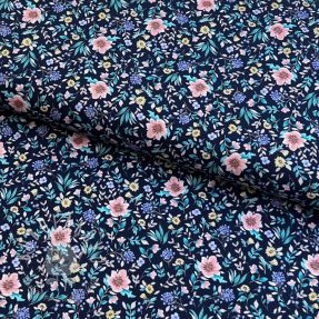 Bavlnená látka Flowers Tara navy design B digital print