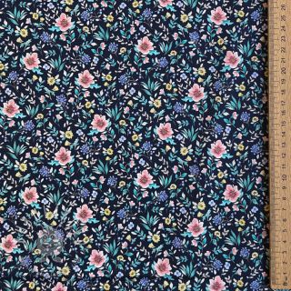 Bavlnená látka Flowers Tara navy design B digital print