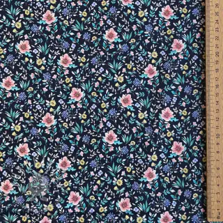 Bavlnená látka Flowers Tara navy design B digital print