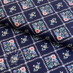 Bavlnená látka Flowers Tara navy design A digital print