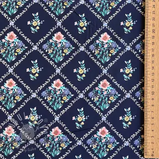 Bavlnená látka Flowers Tara navy design A digital print