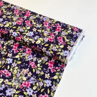 Viskóza RADIANCE Flower Uma navy digital print