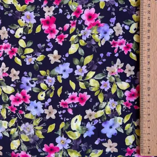Viskóza RADIANCE Flower Uma navy digital print