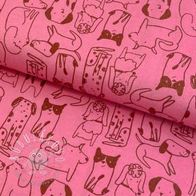 Bavlnená látka FLANNEL Dogs pink