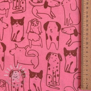 Bavlnená látka FLANNEL Dogs pink