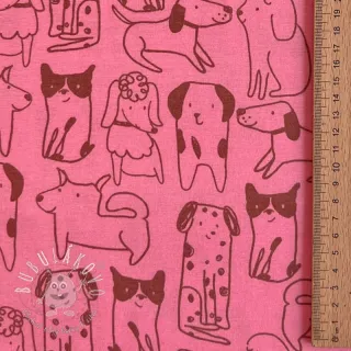 Bavlnená látka FLANNEL Dogs pink