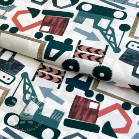 Bavlnená látka Vehicles off white digital print
