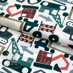 Bavlnená látka Vehicles off white digital print